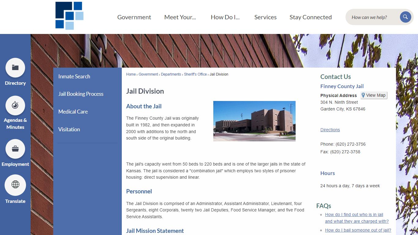 Jail Division | Finney County, KS - Official Website